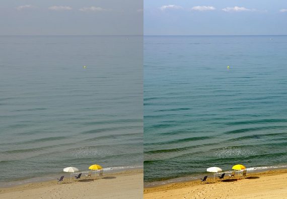 Фотография до обработки (слева) и после обработки в редакторе