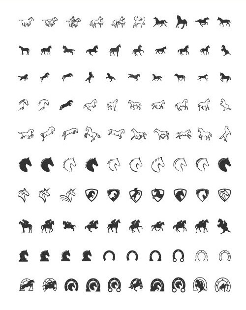 100 иконок лошадей
