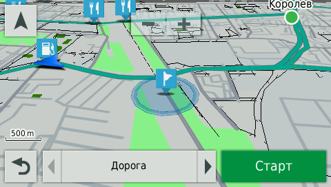 Флажок указывает фактическое местоположение
