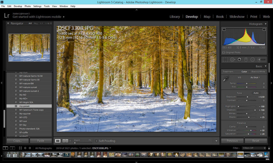 Применение пресета в Лайтрум